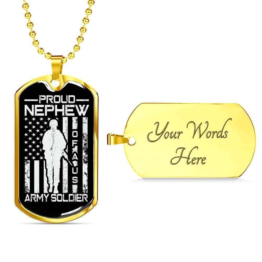 Nephew Dog Tag, Custom Picture Proud Nephew Army Solider Dog Tag Military Chain Necklace For Soliders Dog Tag Rakva