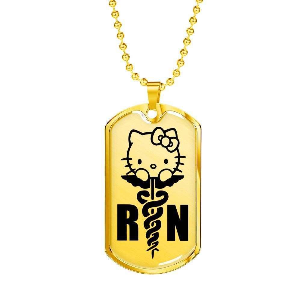 Nurse Dog Tag, Custom Registered Nurse Kitty Dog Tag Military Chain Necklace For Men Dog Tag Rakva