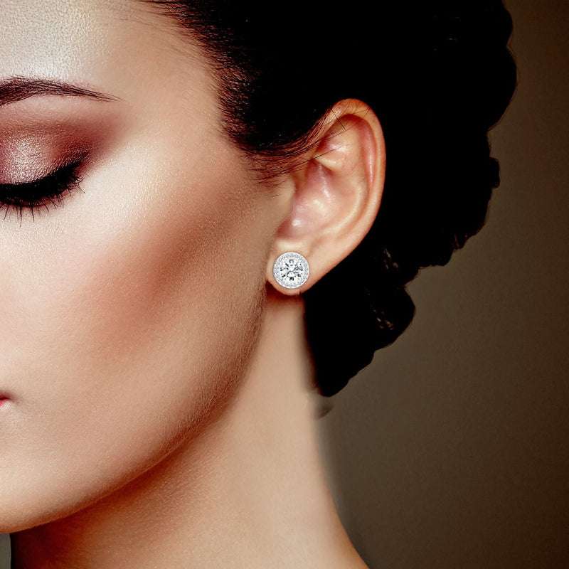 Radiant Beauty: 925 Sterling Silver Brilliant Round Halo Earrings Studs for Teen Women For Self Rakva