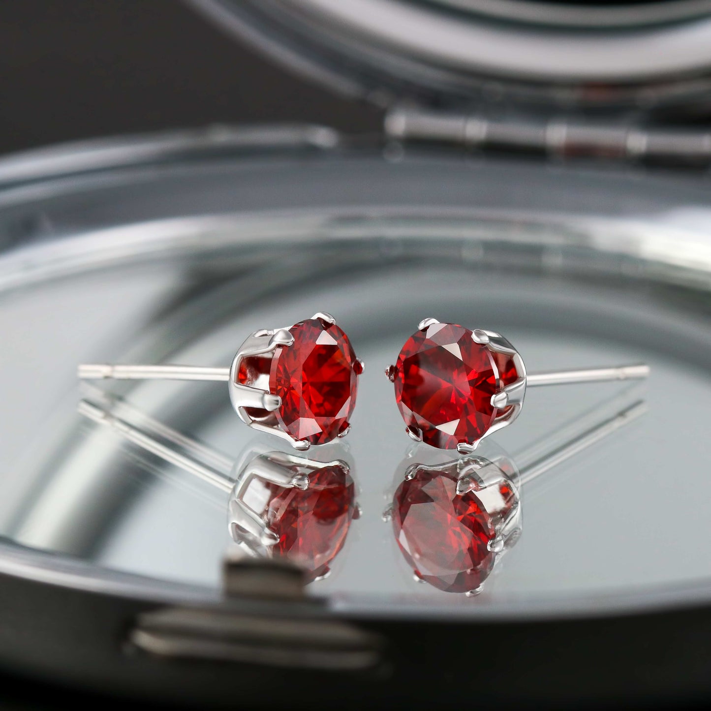 Rakva Cubic Red Zirconia Earrings - 925 Sterling Silver For Self Rakva