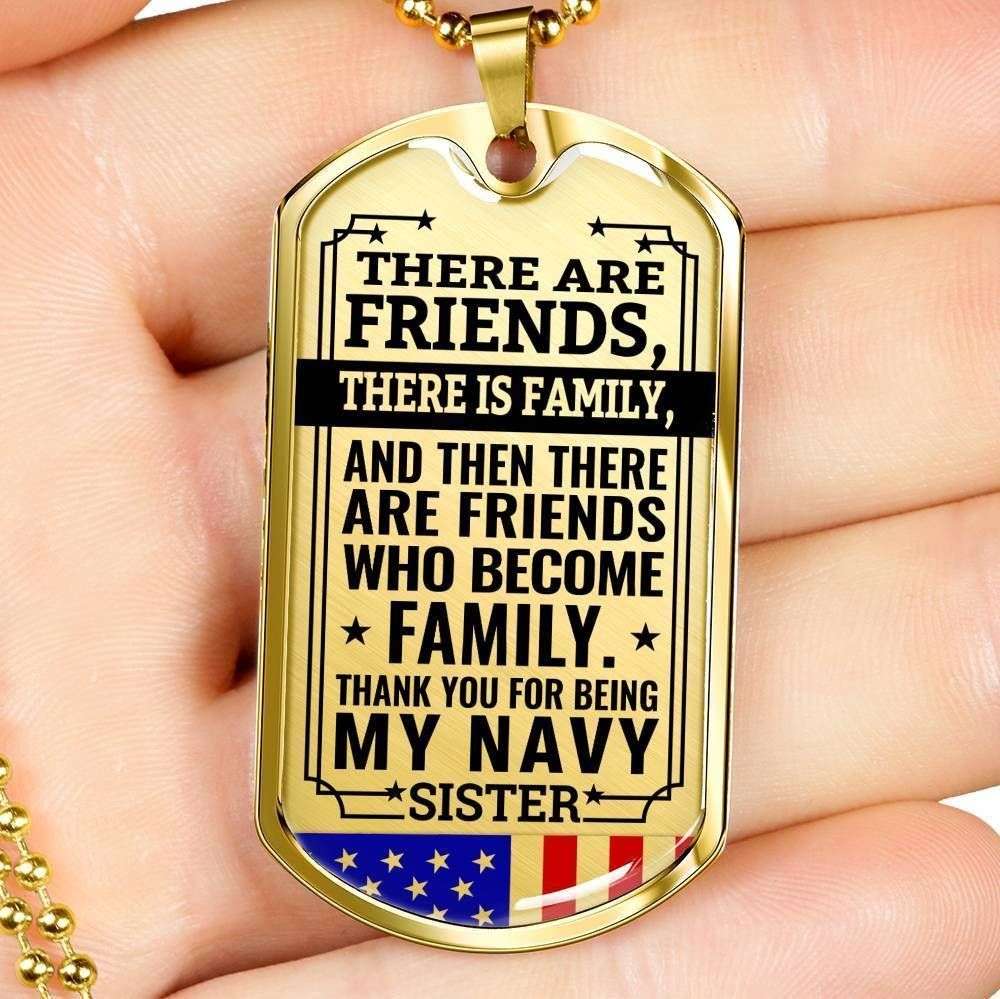 Sister Dog Tag, Thank You For Being My Navy Sister Dog Tag Military Chain Necklace Gifts For Friend Rakva
