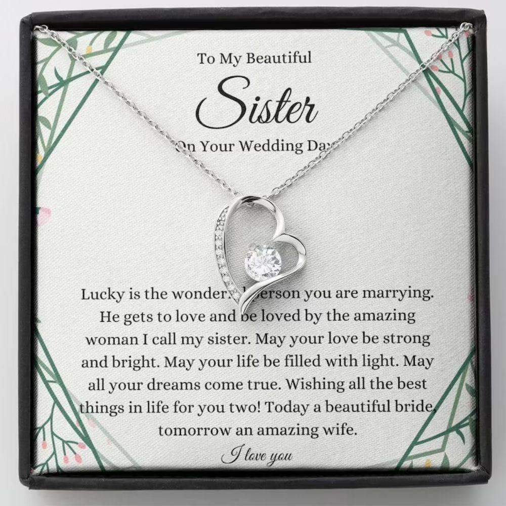 Sister Necklace, Sister Wedding Day Necklace Gift, Sister To Bride