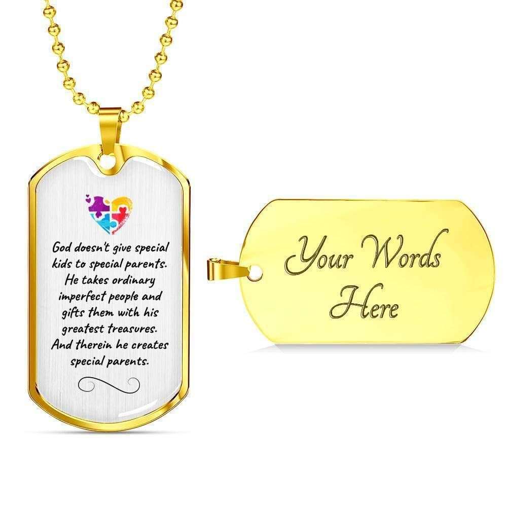 Son Dog Tag, Custom Autism Special Kids Dog Tag Military Chain Necklace Silver Necklace Dog Tag Gifts For Son Rakva