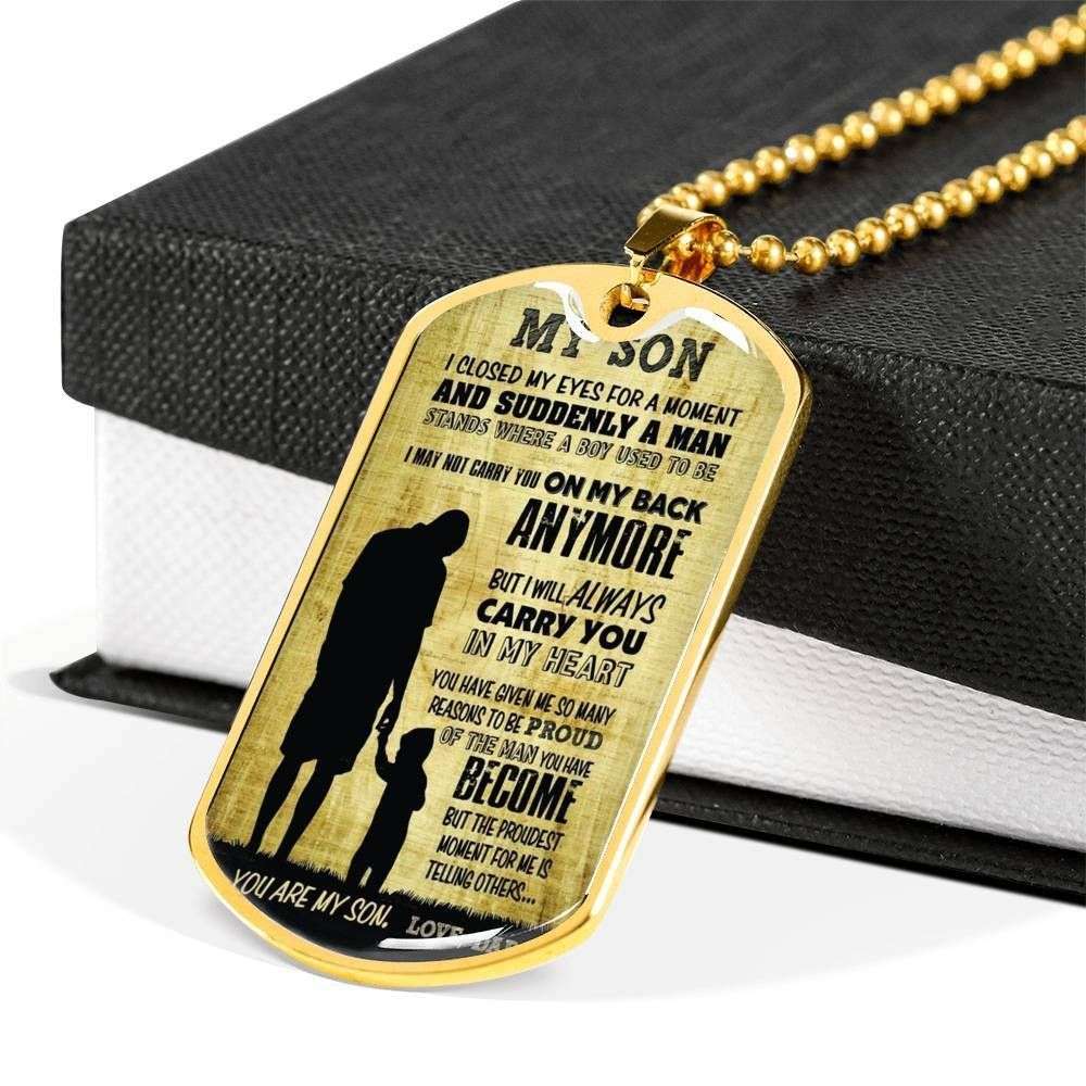 Son Dog Tag Custom Picture, Always Carry You In My Heart Dog Tag Necklace Gift For Son V1 Gifts For Son Rakva