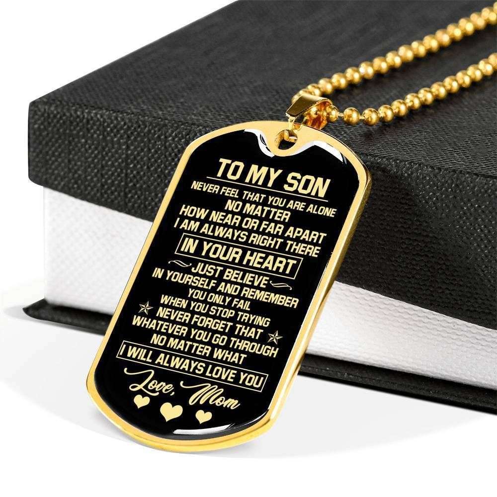Son Dog Tag Custom Picture, Always Right There In Your Heart Dog Tag Necklace Gift For Son Gifts For Son Rakva