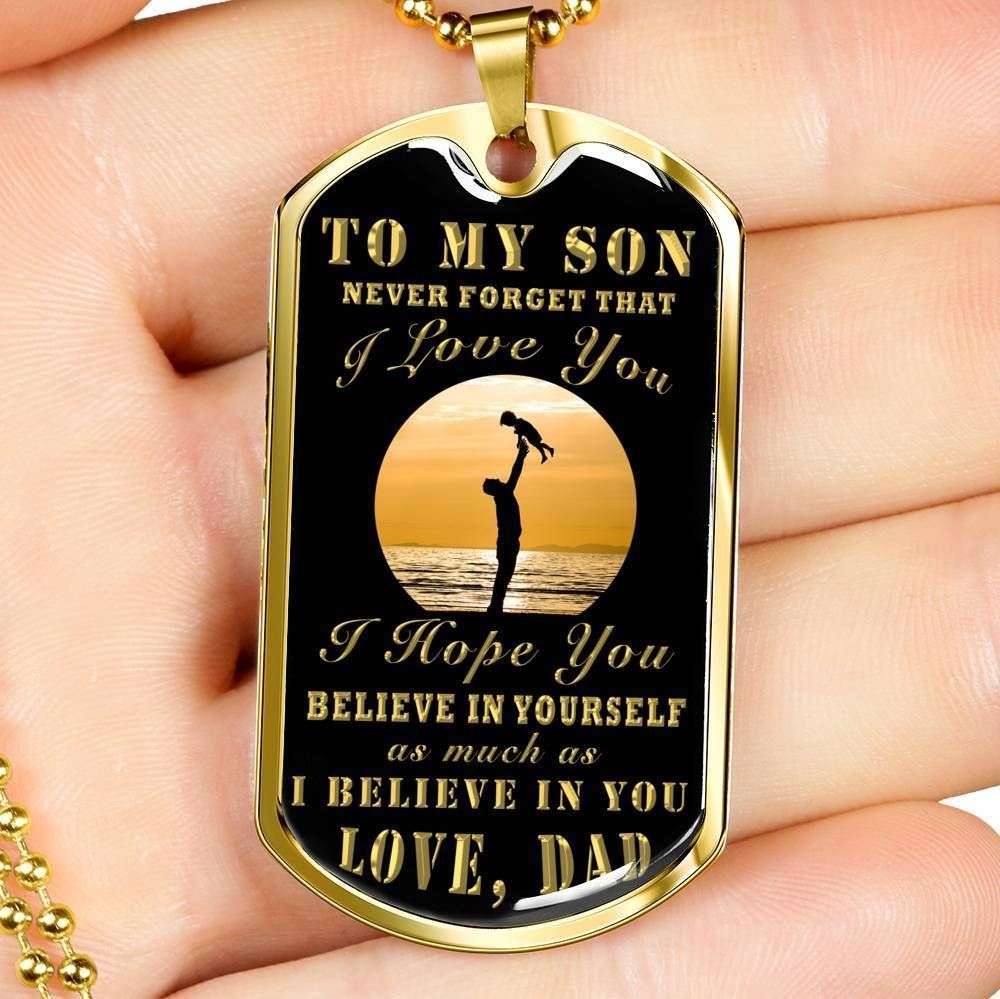 Son Dog Tag Custom Picture, Believe In Yourself Dog Tag Necklace Gift For Son V2 Gifts For Son Rakva
