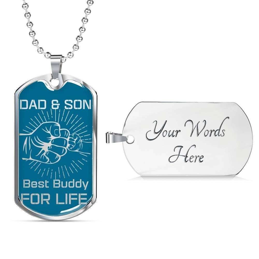 Son Dog Tag Custom Picture, Dad And Son Best Buddy For Life Dog Tag Necklace For Son Rakva