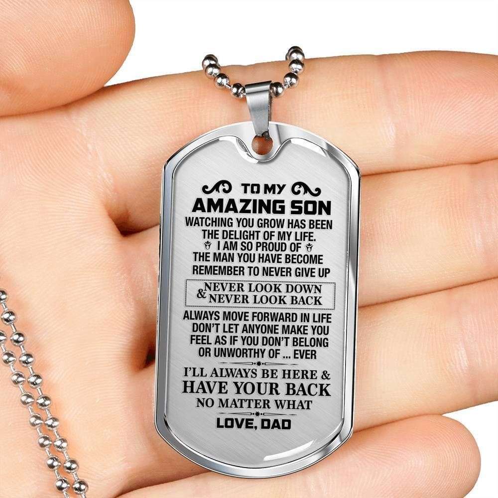 Son Dog Tag Custom Picture, Dad Gift For Son Dog Tag Custom Picture Necklace I’M Always Here Gifts For Son Rakva