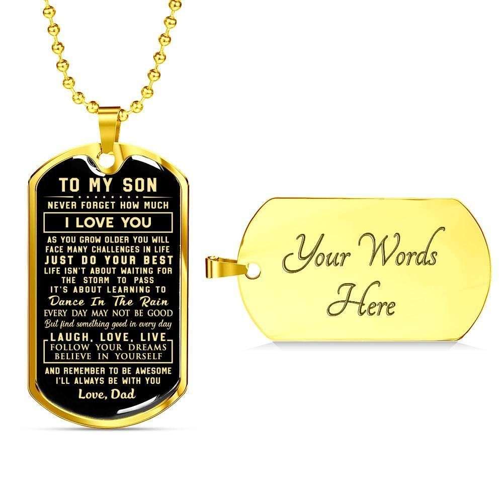 Son Dog Tag Custom Picture, Dad Giving Son Just Do Your Best Dog Tag Necklace Gifts For Son Rakva