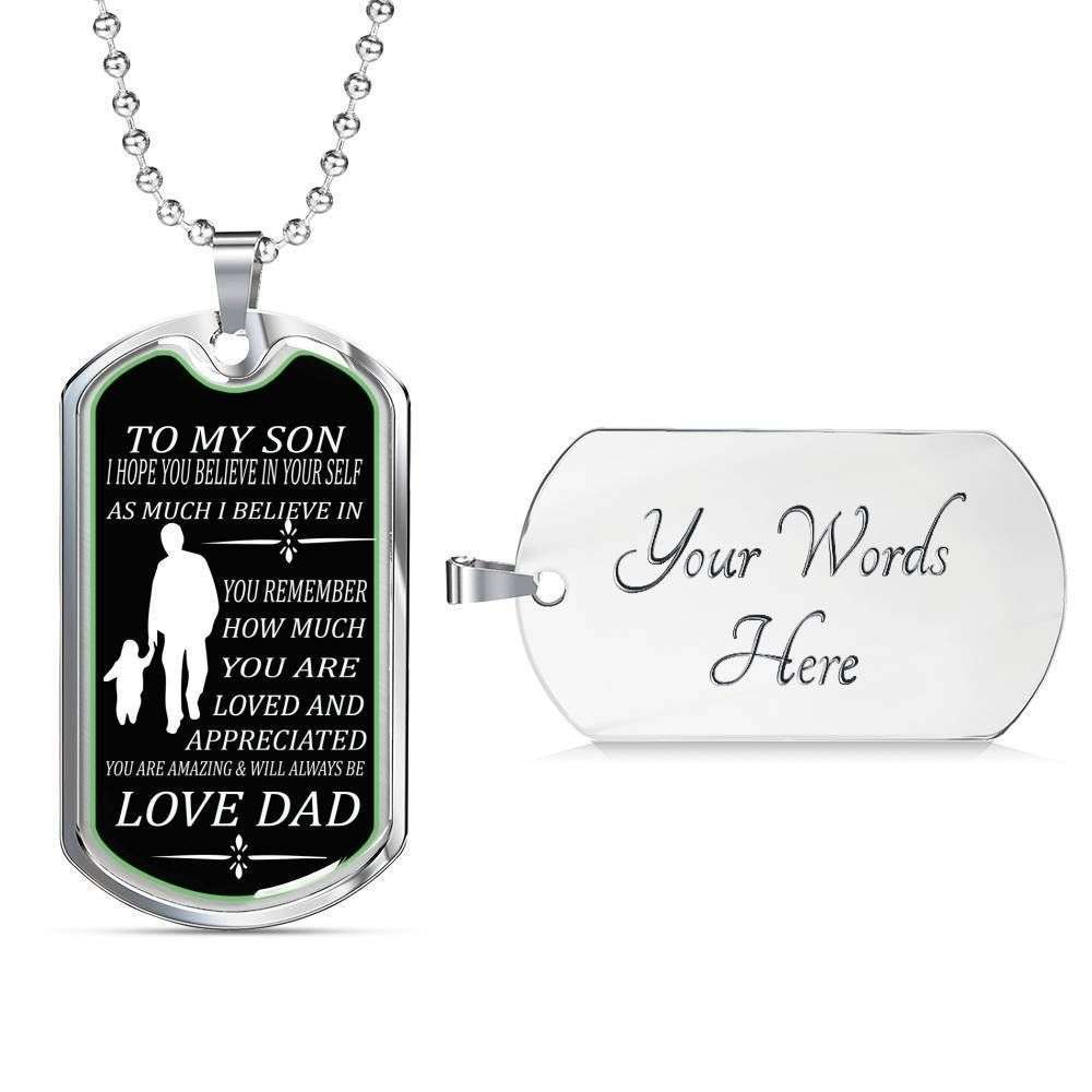 Son Dog Tag Custom Picture, Dad Giving Son You Are Loved And Appreciated Dog Tag Necklace Gifts For Son Rakva