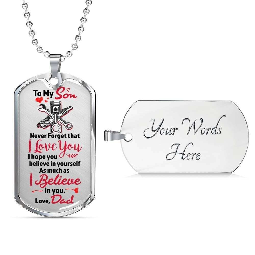 Son Dog Tag Custom Picture, Dog Tag Necklace Gift For Mechanic’S Son Belive In Yourself Gifts For Son Rakva