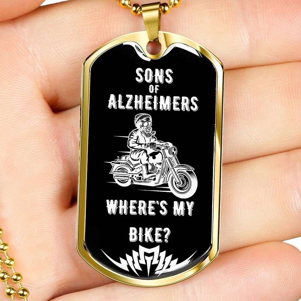 Son Dog Tag, Custom Picture Funny Biker Sons Of Alzheimers Dog Tag Military Chain Necklace For Son Dog Tag Gifts For Son Rakva