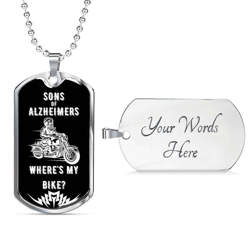 Son Dog Tag Custom Picture, Funny Biker Sons Of Alzheimers Dog Tag Necklace For Son Gifts For Son Rakva