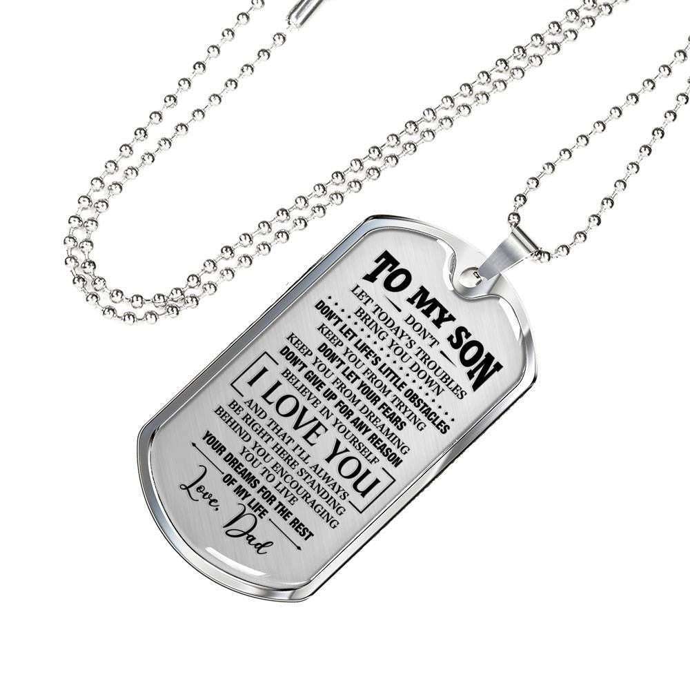 Son Dog Tag Custom Picture, Gift For Son Dog Tag Custom Picture Necklace Silver Necklace Don’T Give Up For Any Reason Gifts For Son Rakva