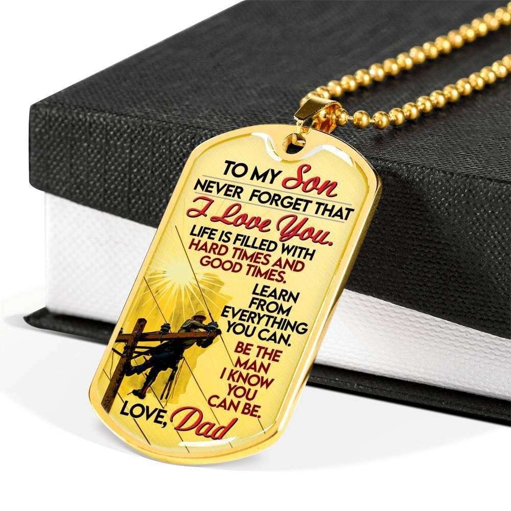 Son Dog Tag, Custom Picture Learn From Everything You Can Dog Tag Military Chain Necklace For Lineman’S Son Gifts For Son Rakva