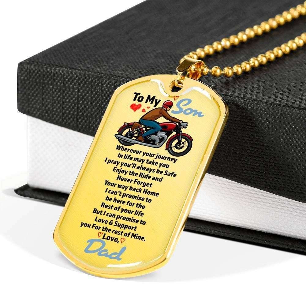 Son Dog Tag, Custom Picture Love You For The Rest Of Mine For Biker’S Son Dog Tag Military Chain Necklace Gifts For Son Rakva