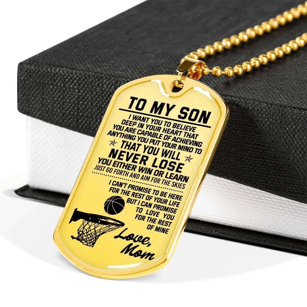 Son Dog Tag, Custom Picture Mom Giving Basketball Son Believe Deep In You Heart Dog Tag Military Chain Necklace Gifts For Son Rakva