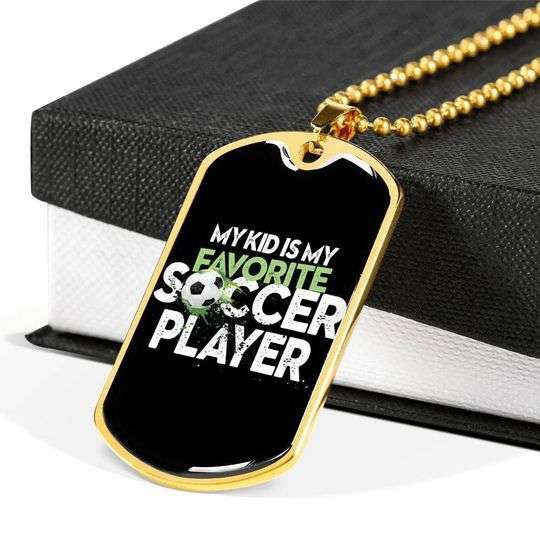 Son Dog Tag Custom Picture, My Kid Is My Favorite Soccer Player Dog Tag Necklace For Son Gifts For Son Rakva