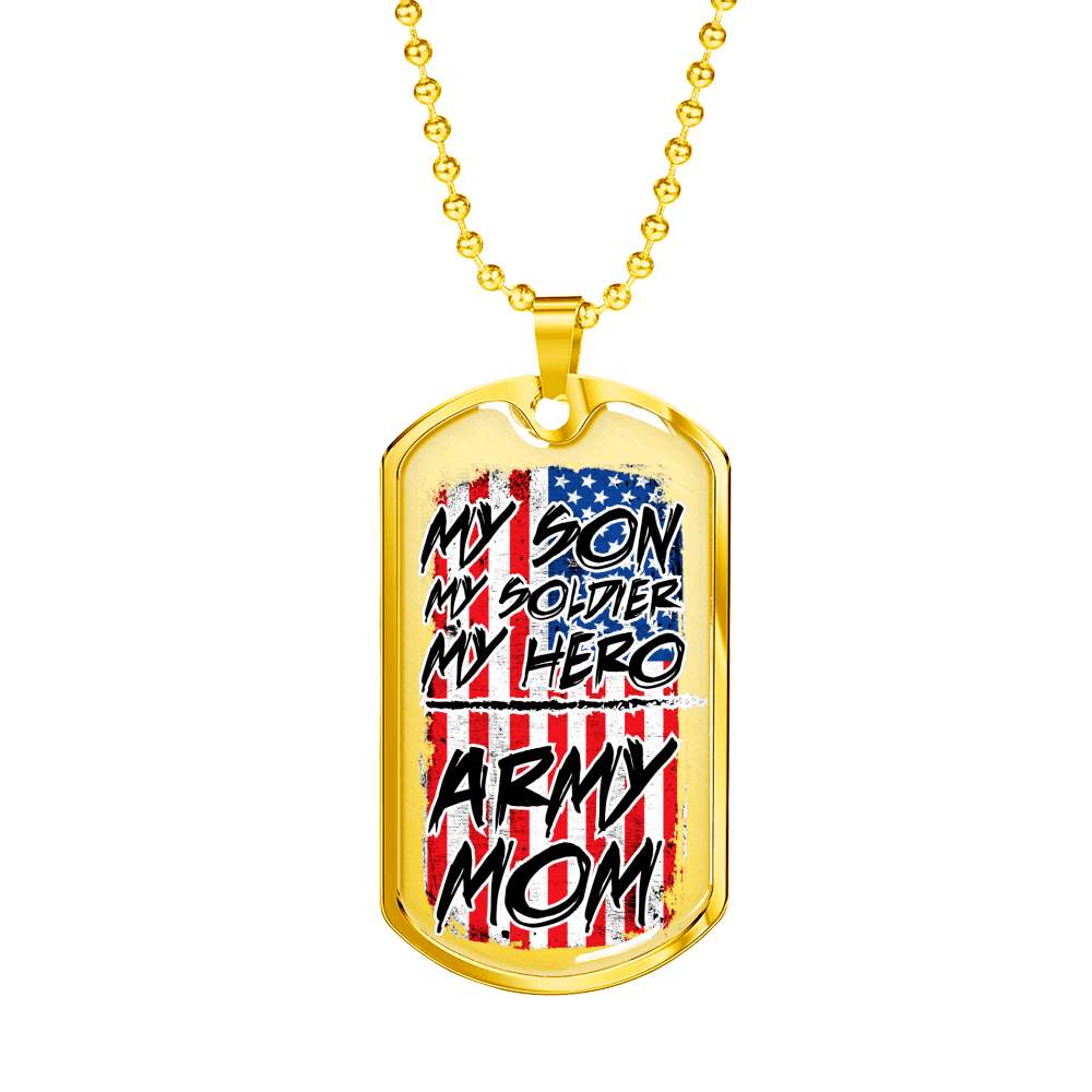 Son Dog Tag Custom Picture, My Son My Soldier My Hero 18K Gold Dog Tag Military Chain Necklace Gift Gifts For Son Rakva