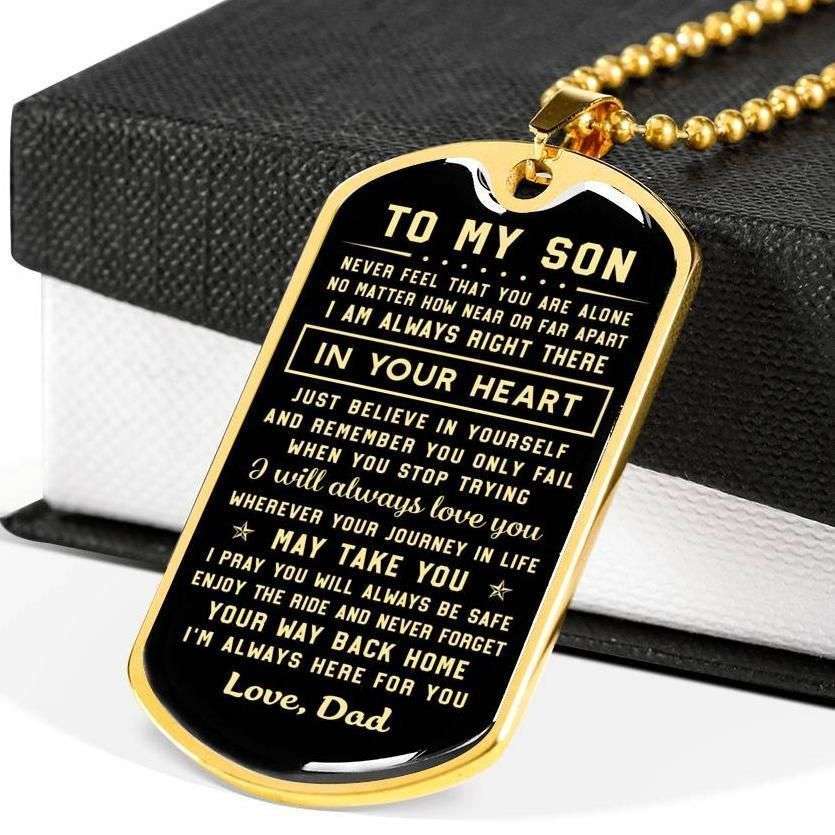 Son Dog Tag Custom Picture “ To My Son I Am Always Right There In Your Heart Dog Tag Military Chain Necklace Gifts For Son Rakva