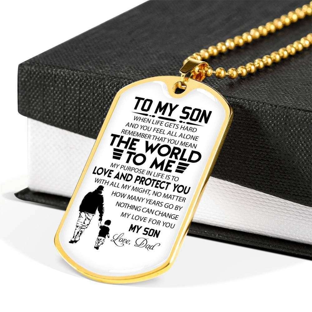 Son Dog Tag Custom Picture “ To My Son You Are The World To Me Dog Tag Military Chain Necklace Gifts For Son Rakva