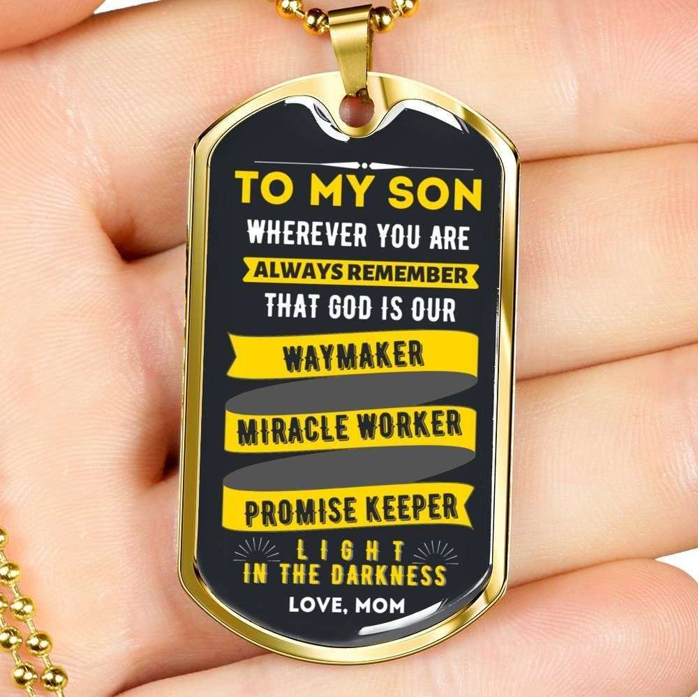Son Dog Tag, Custom Picture Wherever You Are Dog Tag Military Chain Necklace For Son Dog Tag Rakva