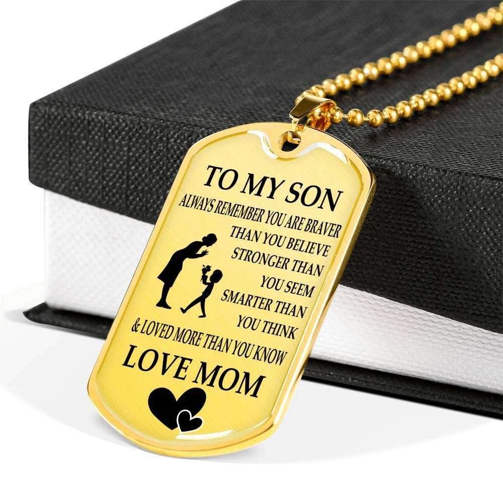 Son Dog Tag Custom Picture “ You Seem Smarter Than You Think Dog Tag Military Chain Necklace Mom Gift For Son Gifts For Son Rakva