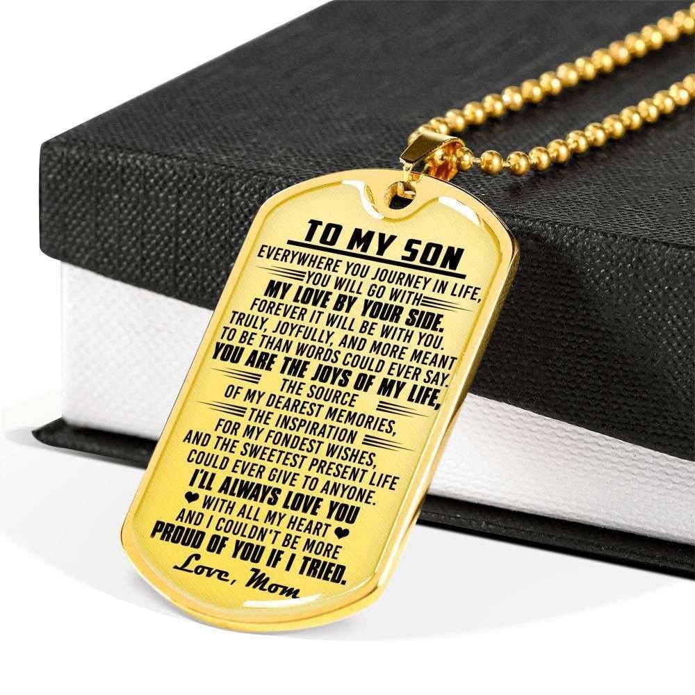 Son Dog Tag Custom Picture “ You’Re The Joys Of My Life Mom Giving Son Dog Tag Military Chain Necklace Gifts For Son Rakva