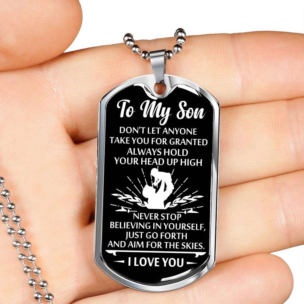 Son Dog Tag, Dog Tag For Son: Gift For Son Dog Tag Necklace-3 Gifts For Son Rakva