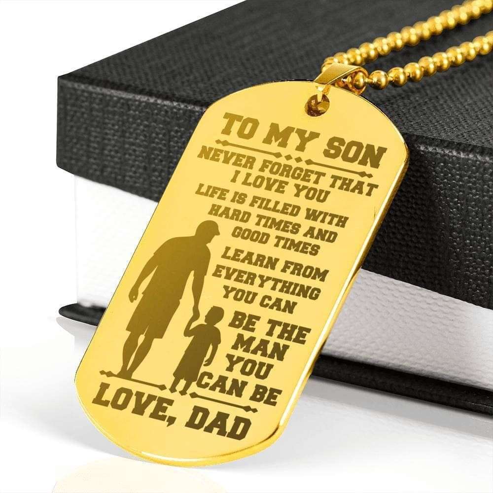 Son Dog Tag, Learn From Everything You Can Dog Tag Military Chain Necklace For Son V1 Gifts For Son Rakva