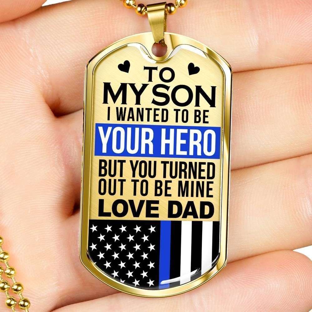 Son Dog Tag, Police Officer’S Son You Are My Hero Dog Tag Military Chain Necklace Custom Engraved Gifts For Son Rakva