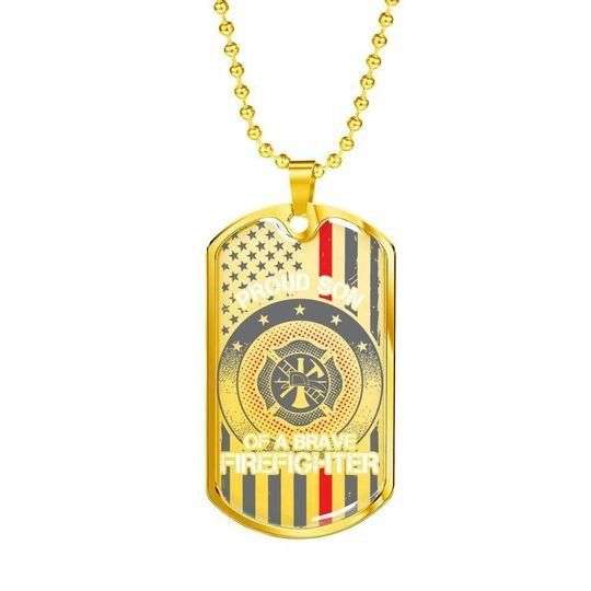 Son Dog Tag, Proud Son Of Brave Firefighter Dog Tag Necklace For Son Gifts For Son Rakva