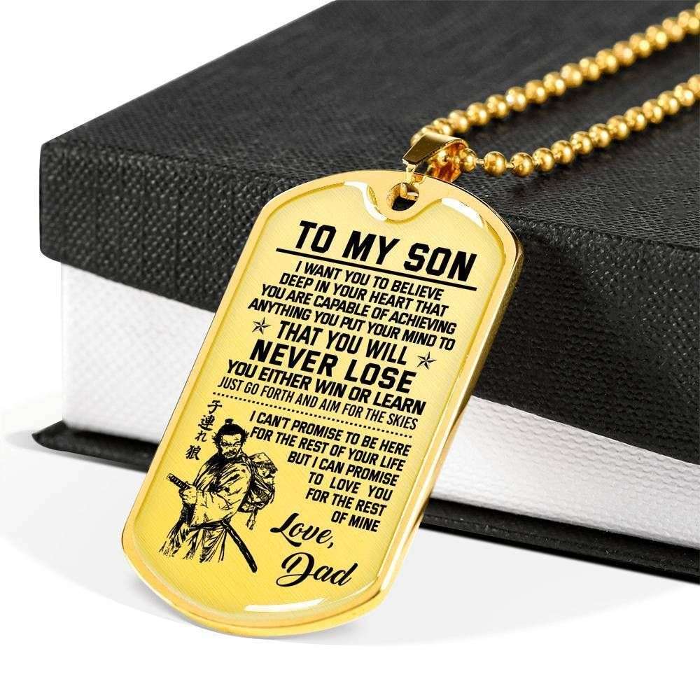 Son Dog Tag, Samurai Dad Gift To Son You’Ll Never Lose Dog Tag Military Chain Necklace Gifts For Son Rakva