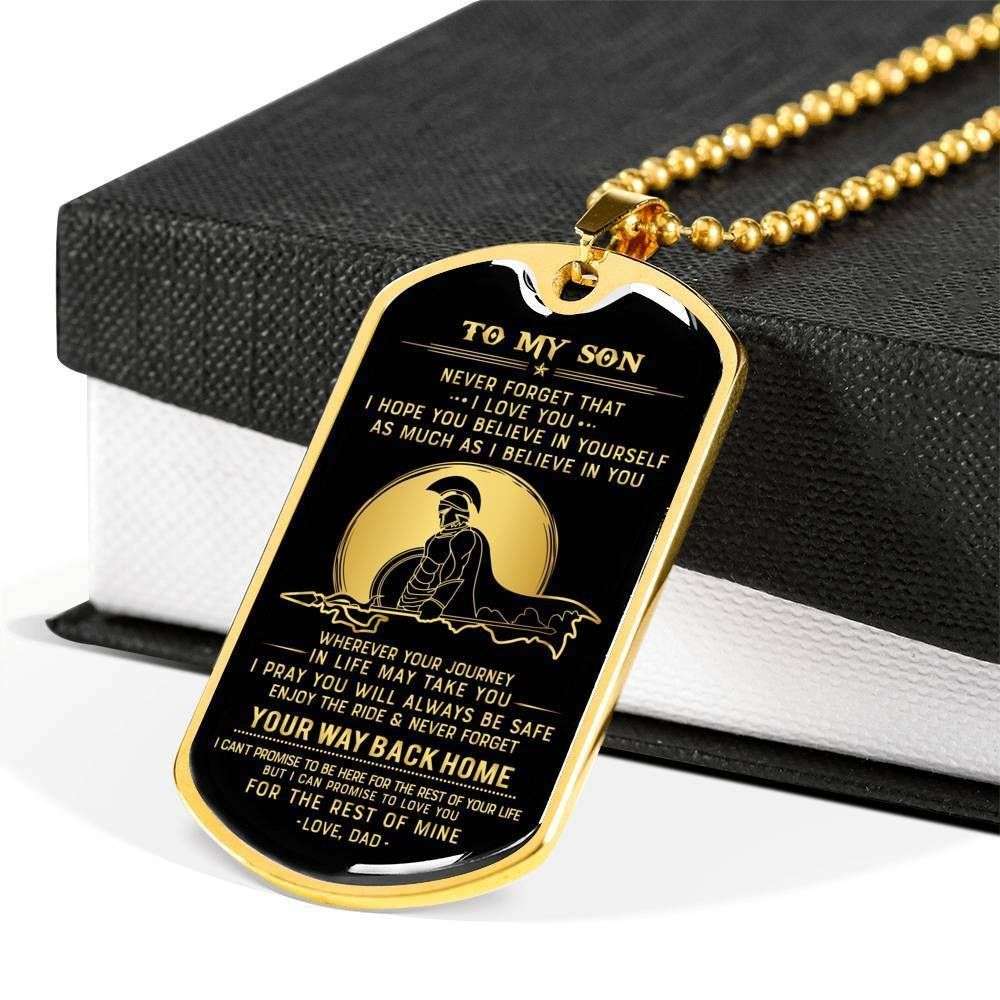 Son Dog Tag, Spartan Warriors Believe In Yourself Dog Tag Military Chain Necklace For Son Gifts For Son Rakva