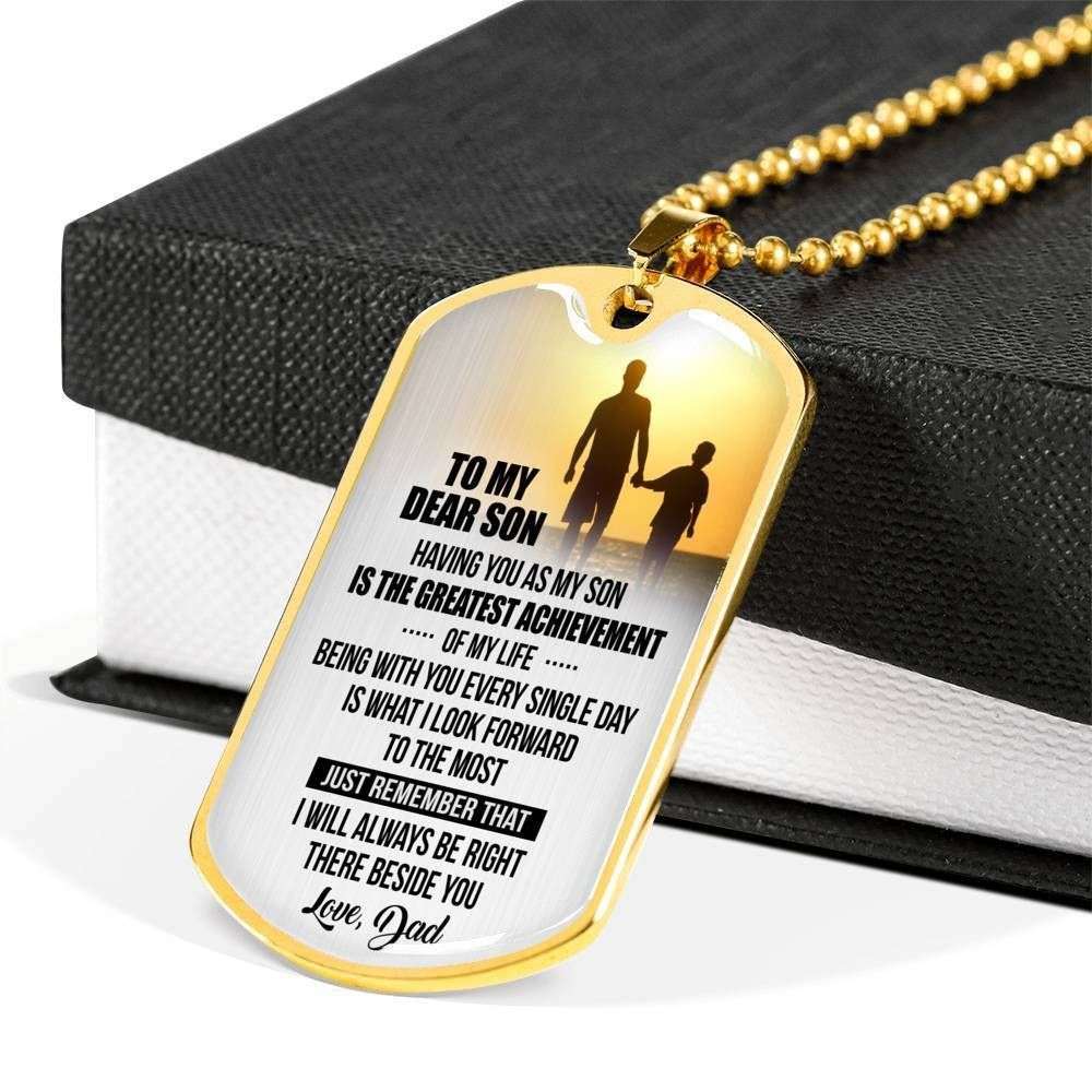 Son Dog Tag “ To My Dear Son You Are The Greatest Achievement Dog Tag Military Chain Necklace Gifts For Son Rakva