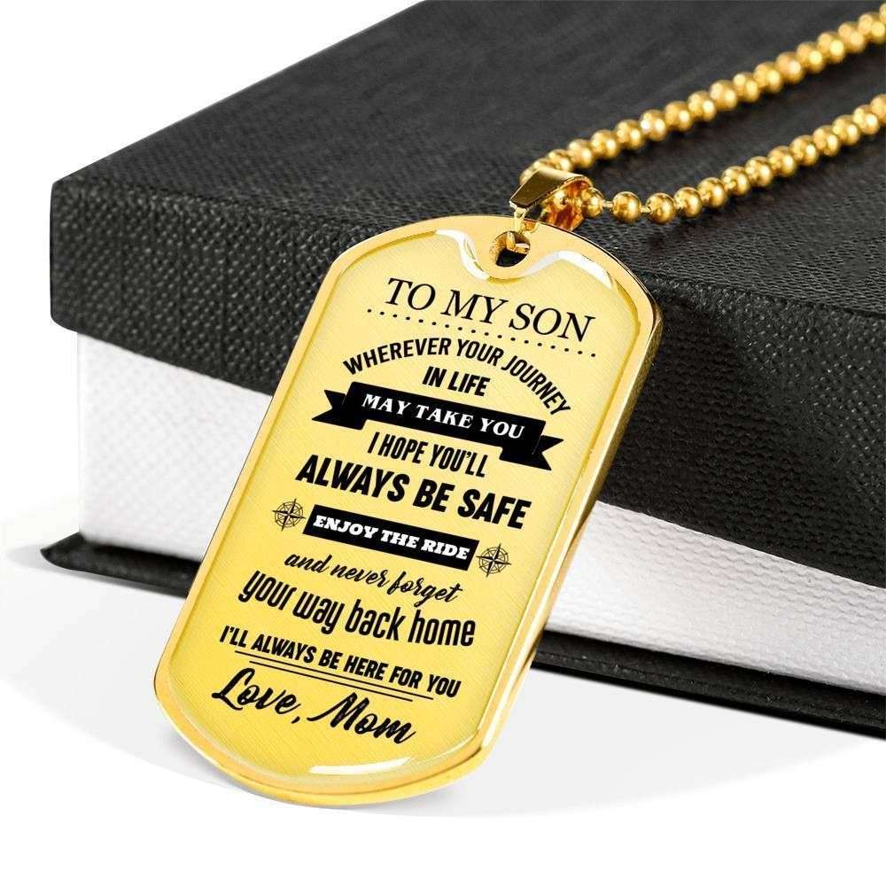 Son Dog Tag “ To My Son Enjoy The Ride Dog Tag Military Chain Necklace Gift Gifts For Son Rakva