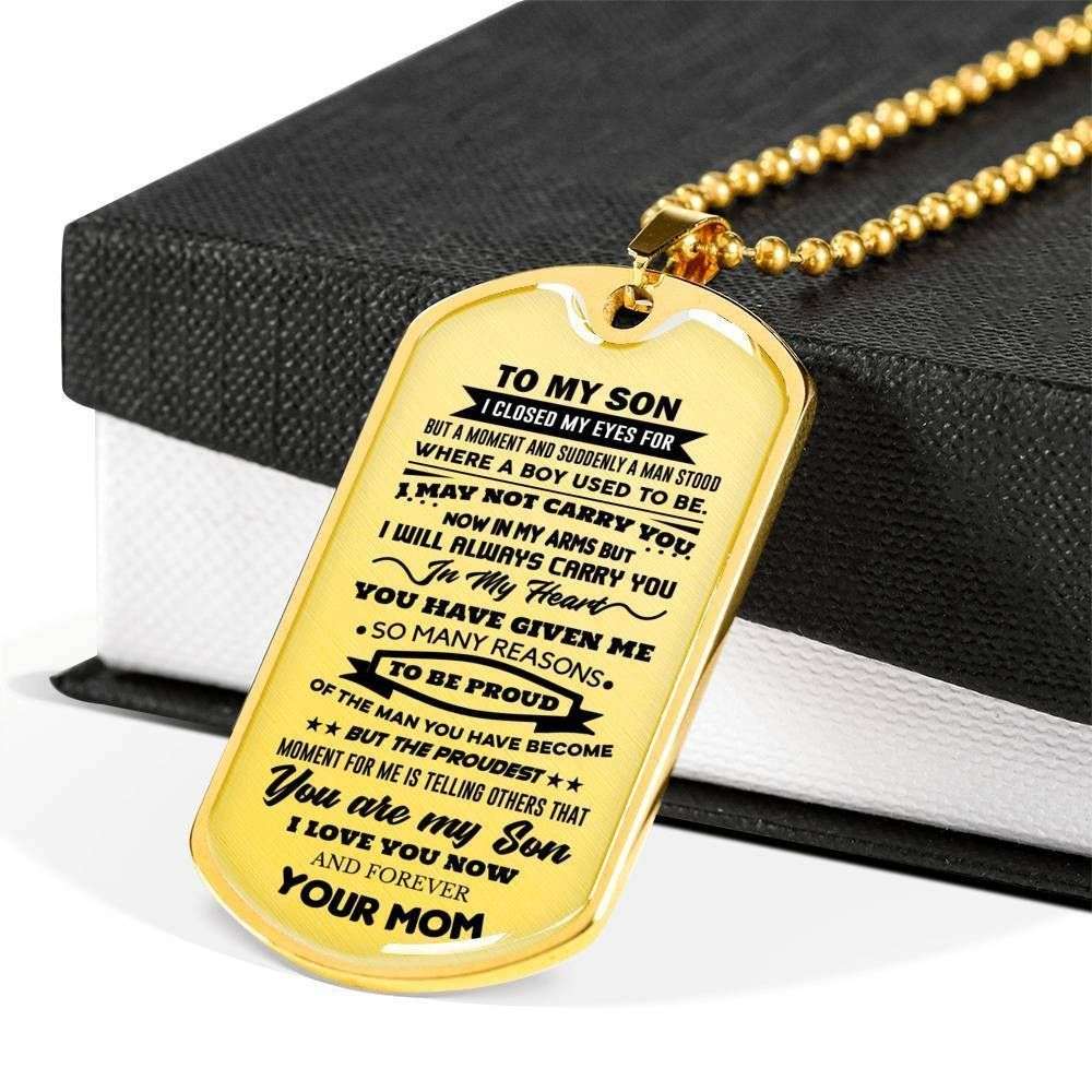 Son Dog Tag “ To My Son I Will Always Carry You In My Heart Dog Tag Military Chain Necklace Gifts For Son Rakva
