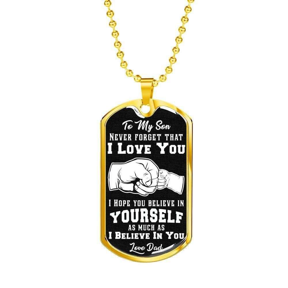 Son Dog Tag “ To My Son Never Forget That I Love You Dog Tag Military Chain Necklace Gifts For Son Rakva
