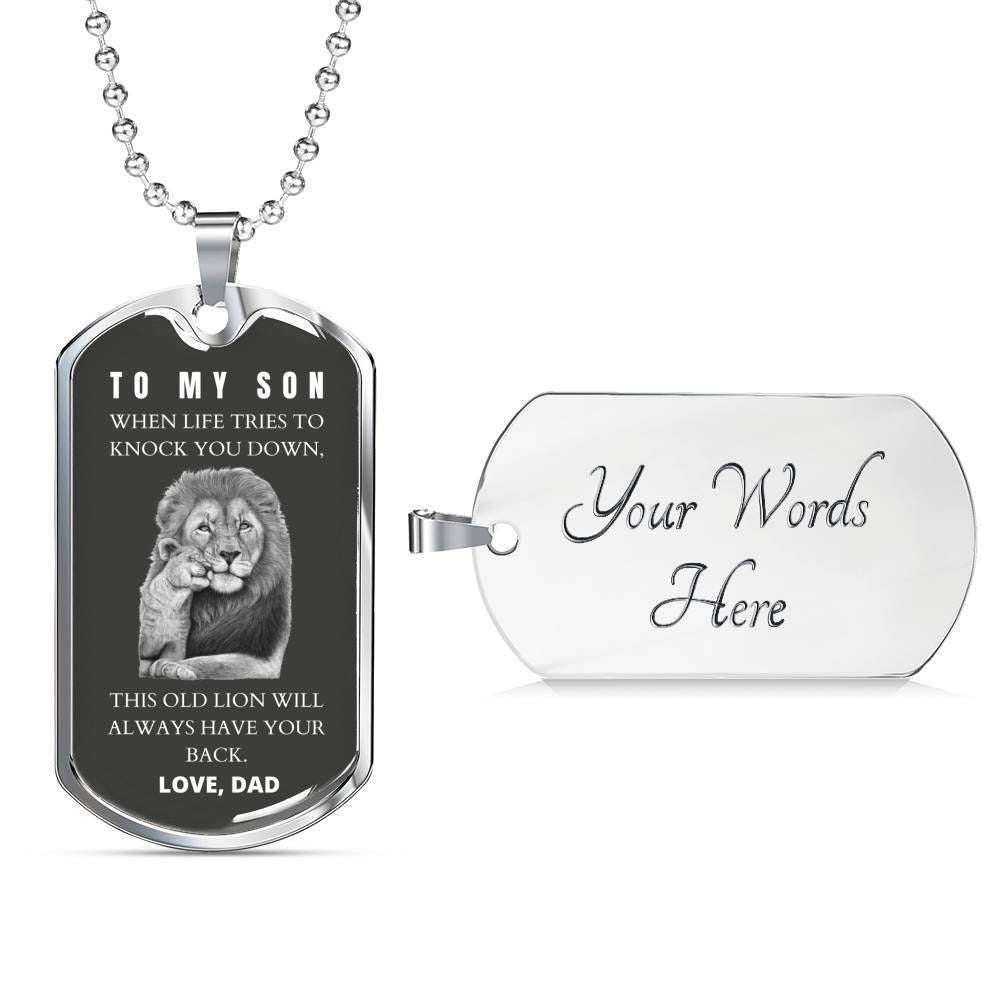 Son Dog Tag “ To My Son When Life Tries To Knock You Dog Tag Military Chain Necklace Gifts For Son Rakva