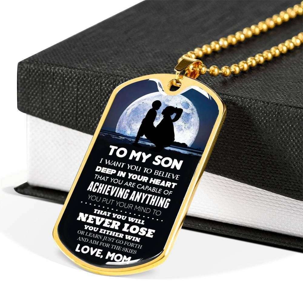 Son Dog Tag “ To My Son You Are Capable Of Achieving Anything Dog Tag Military Chain Necklace Gifts For Son Rakva