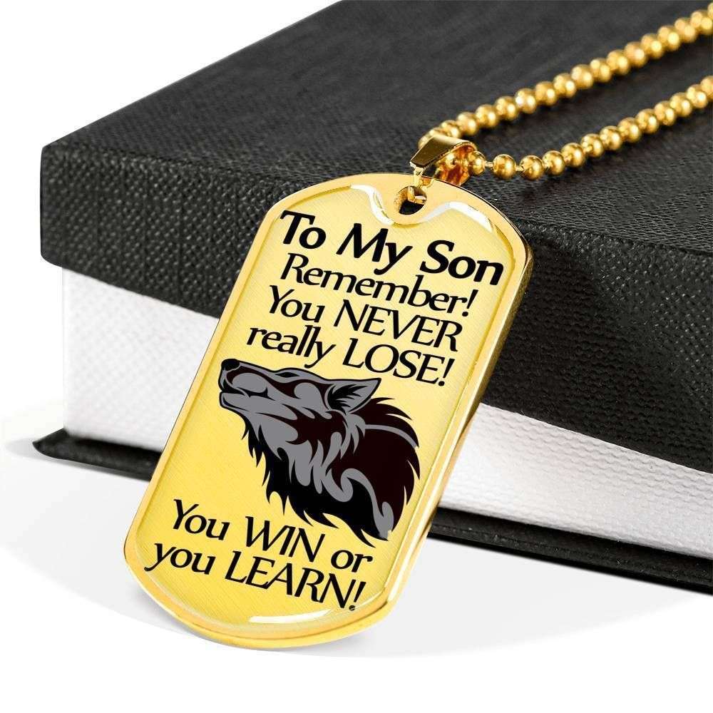 Son Dog Tag “ You Win Or You Learn Dog Tag Military Chain Necklace Gift For Son Gifts For Son Rakva