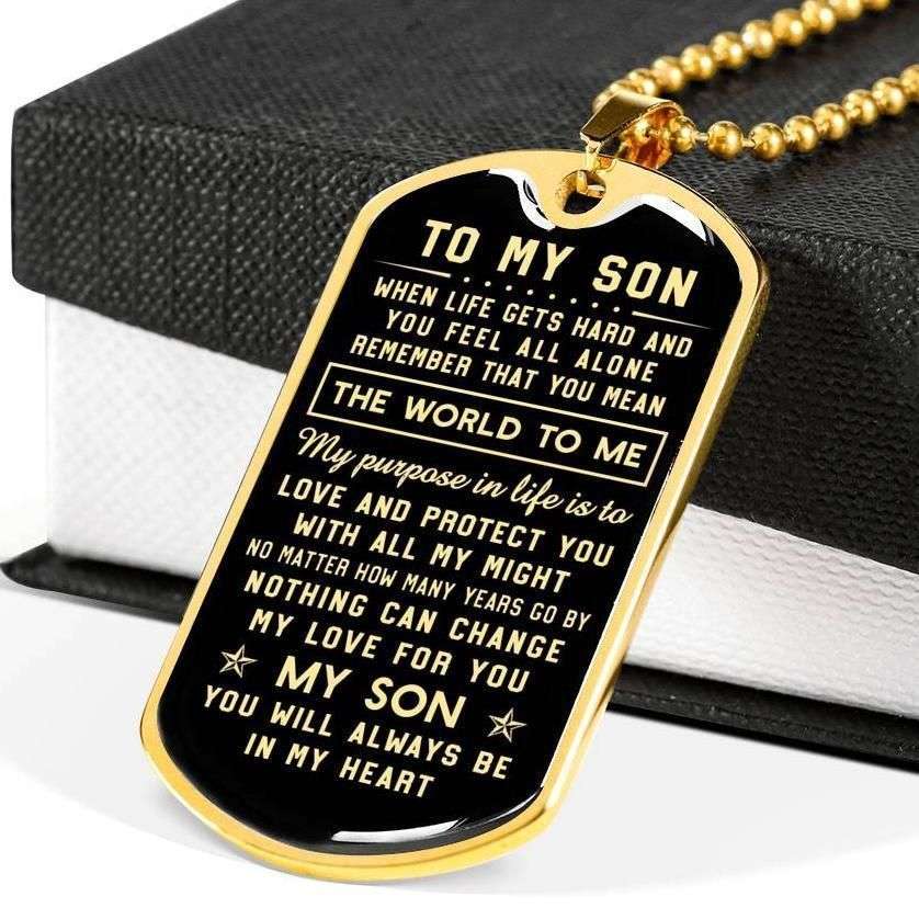Son Dog Tag “ You’Ll Always Be In My Heart Dog Tag Military Chain Necklace For Son Gifts For Son Rakva