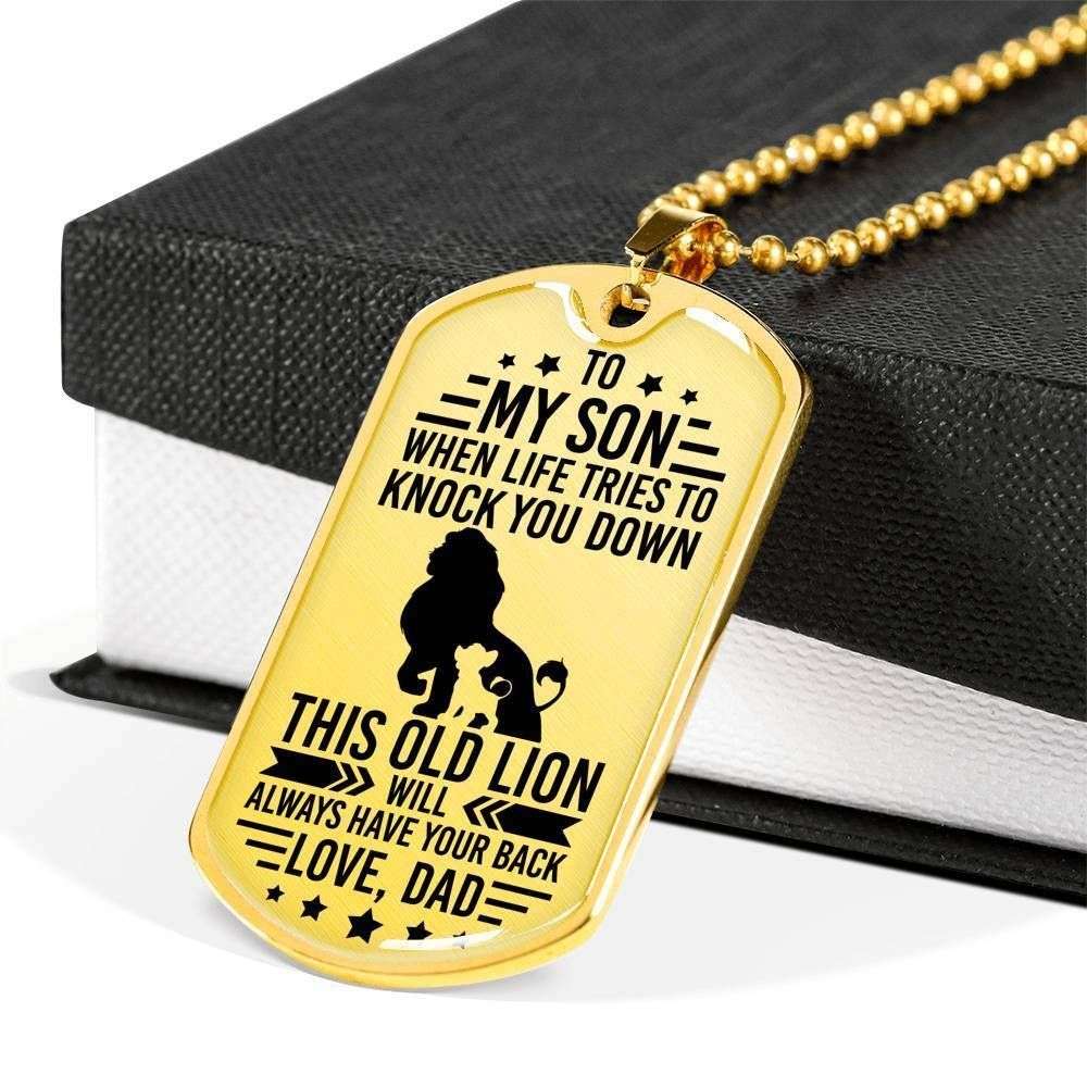 Son Dog Tagthis Old Lion Always Have You Back Dad Giving Son Dog Tag Military Chain Necklace Gifts For Son Rakva