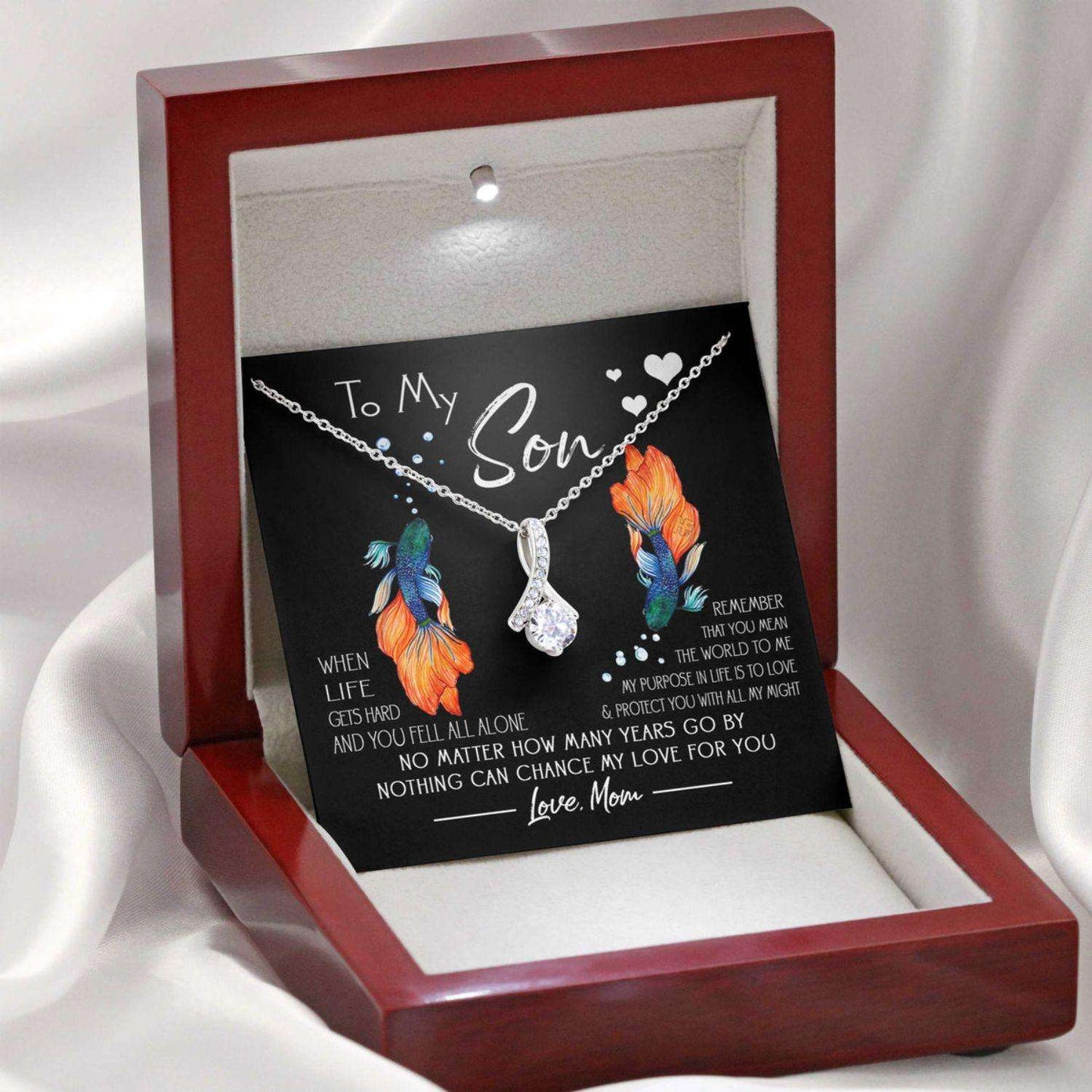 Son Necklace, Awareness Necklace: To Autistic Son Remember That You Mean The World, Meaningful Autism Message Card Gifts For Son Rakva
