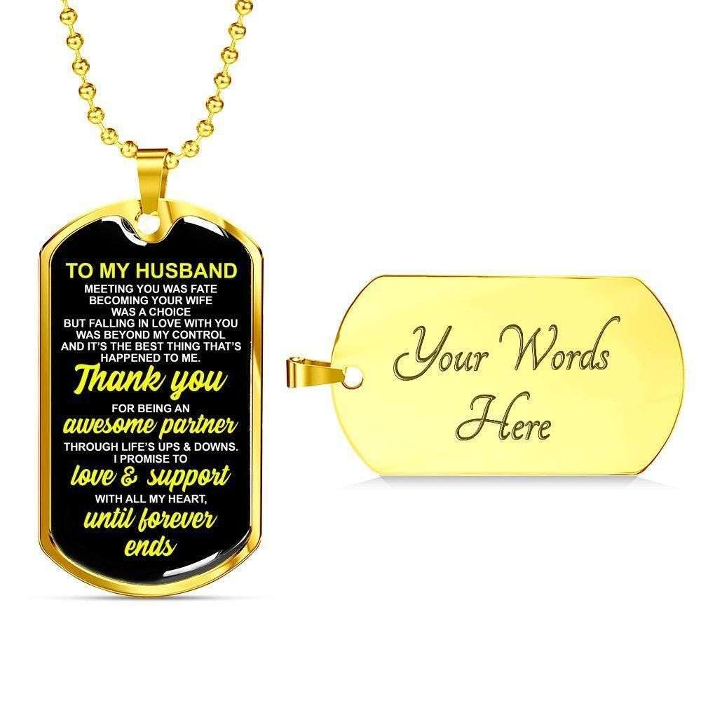 Thank You For Being My Awesome Partner Dog Tag Military Chain Necklace Gift For Him Rakva