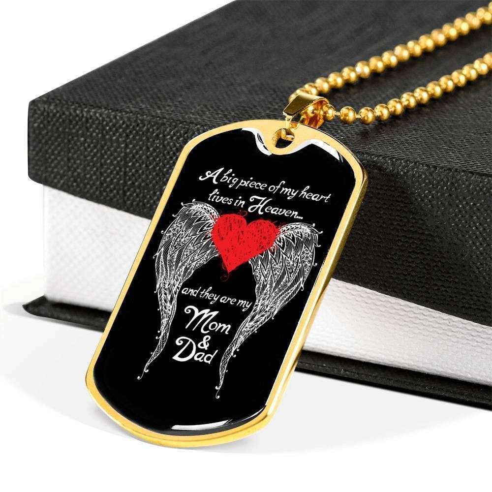 They Are My Mom And Dad Wings Dog Tag Military Chain Necklace Giving Family Rakva