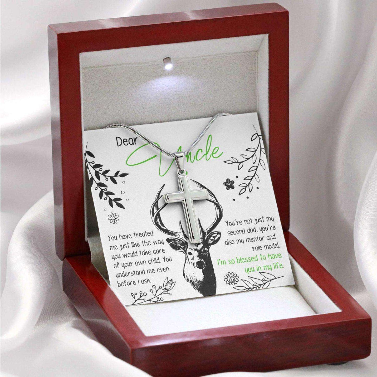 Uncle Necklace, My Second Dad My Mentor And Role Model, Simple Stag Message Card Rakva