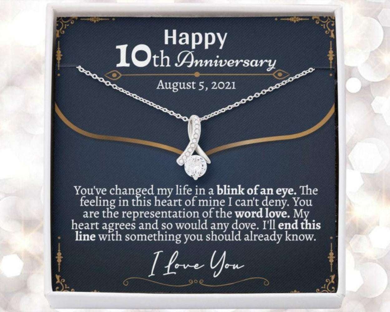Wife Necklace, Personalized 10 Year Wedding Anniversary Necklace, 10Th Year  Wedding Anniversary For Her, Tenth Year Anniversary Necklace For Wife
