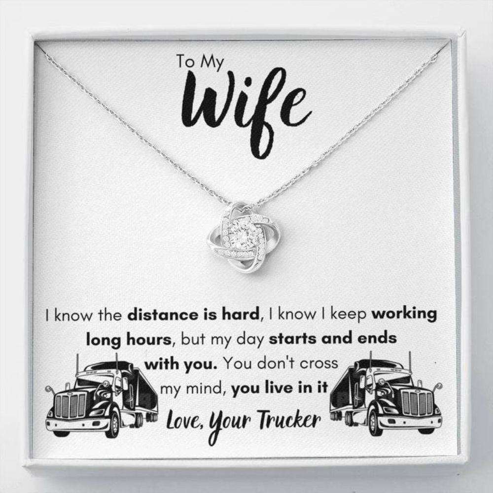 Wife Necklace, To My Wife Love, Your Trucker Love Knot Necklace