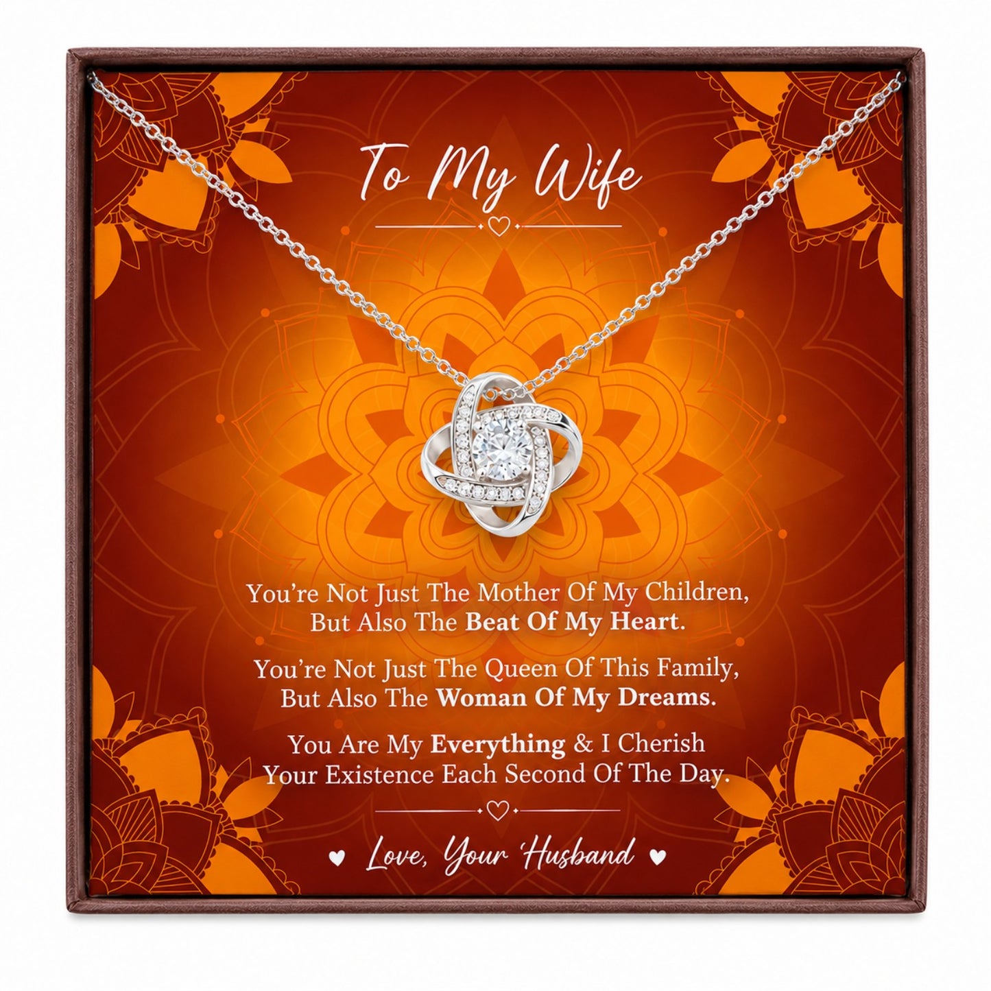 Rakva 925 Sterling Silver Wife Necklace, To My Wife Love Knot Pendant, Romantic Gift for Wife